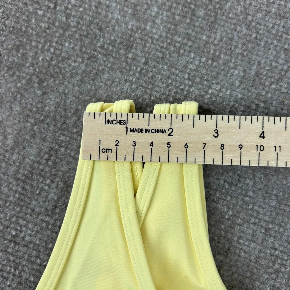 Fourlaps Solo Sports Bra Womens Small‎ Yellow Nylon Stretch One Shoulder Yoga